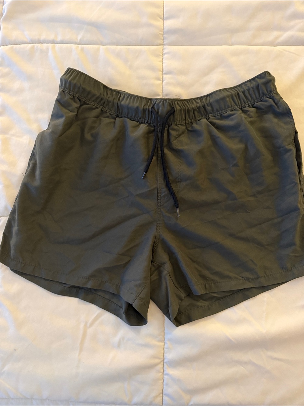 ASOS Men's Olive Drawstring Athletic Swim Shorts 5in